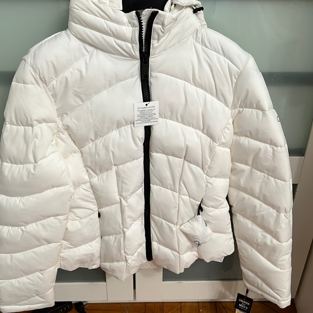 Calvin Klein infinite stretch white jacket  water resistant medium petite
